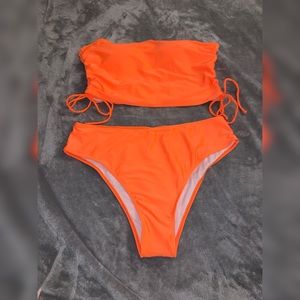 Drawstring Bandeau Bikini Swimsuit